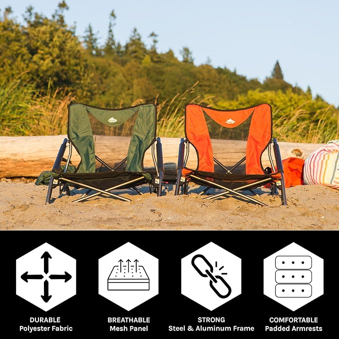 Cascade Mountain Tech Folding Camp Chair for Camping Beach Picnic Barbqeues Sporting Events with Carry Bag