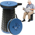 ALEVMOOM 18 Collapsible Stool 800lbs Max Weight Heavy Duty Portable Retractable Folding Telescoping Foldable Camping Stool for Adults Outdoor Fishing Travel BBQ (Navy)