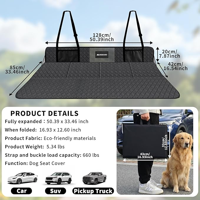 Car Rear Seat Extension Plate Foldable Car Back Seats Extender for Sleeping Increase Travel Trunk and Camping SpaceDog Seat Covers for SUV Model Y/3 F150/RAM Trucks