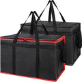 Bodaon 2-Pack Insulated Food Delivery Bag XXX-Large Meal Grocery Tote Insulation Bag for Hot and Cold Food Commercial Warming Large Capacity Reusable Shopping Bags Cooler Bags (Black + Black-Red)