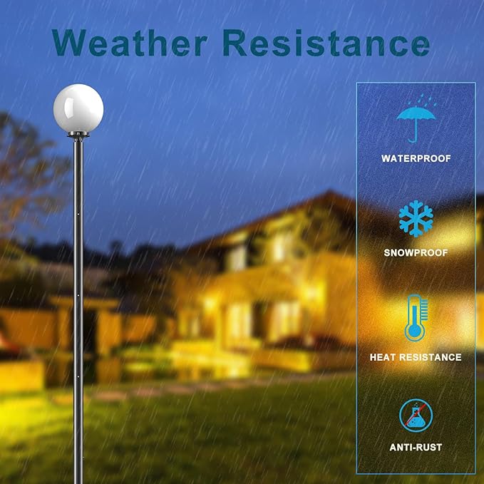 Modern Outdoor Post Lights Globe Street Pole Lights Outdoor for Yard 3000K IP65 Waterproof Heavy-Duty Aluminum Post Lamp Lighting for Garden Driveway (E26 LED Bulbs Included)