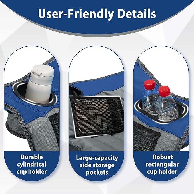 Oversized Camping Chair Portable Folding Camping Chairs with Side Pocket Cup Holder and Carry Bag Heavy Duty Outdoor Camping Chairs for Adults Fishing Sports Trip up to 400lbs Style 6