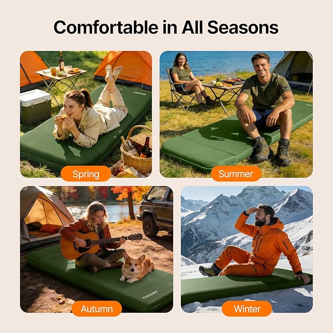 OGERY Self-Inflating Sleeping Pad with Built-in Foot Pump 3 Memory Foam Camping Mattress for Side Sleepers Quiet &amp Insulated Sleeping Mat Camping Essential Gear for Car Tent Camping