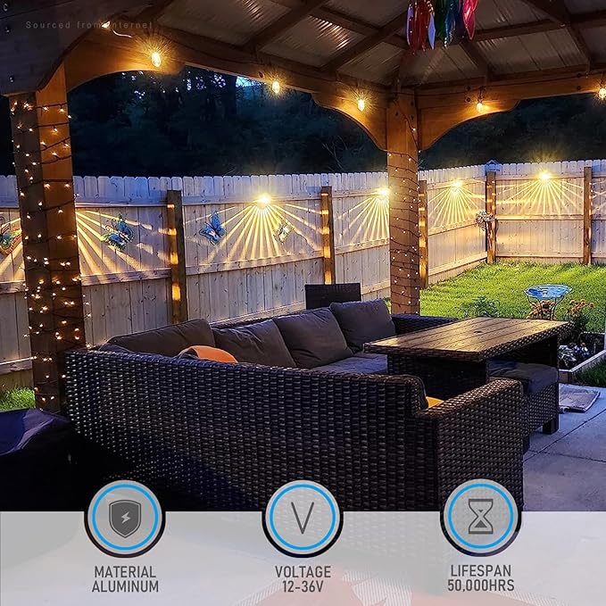 LEONLITE Unique Rays LED Low Voltage Deck Lights Outdoor 12V Landscape Step Railing Fence Light Aluminum 3000K Warm White IP65 Landscape Deck Light for Backyard Oil Rubbed Bronze Pack of 6
