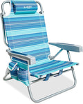 Beach Chairs for Adults Portable Folding Backpack Beach Chair Heavy Duty 5-Position Lay Flat with Cooler Bag Cup Holder for Outdoor/Lawn/Trip/Picnic/Fishing/Camping