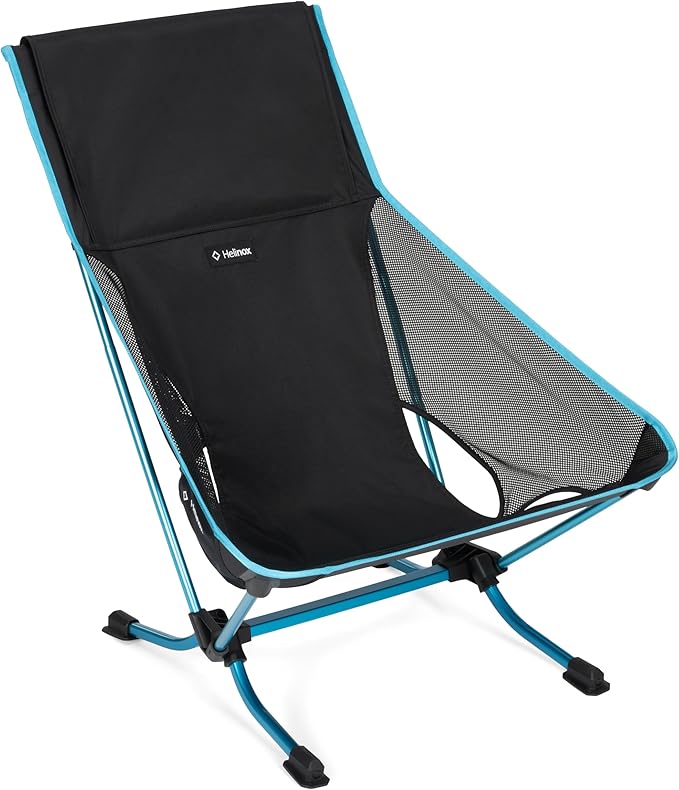 Helinox Beach Chair (re) Packable Outdoor Furniture Summer Vacation Seat Lightweight Foldable Comfort Flat Feet Prevent Sinking in Sand Sustainable Materials Weighing 3.75 lbs(1.7 kg) Black