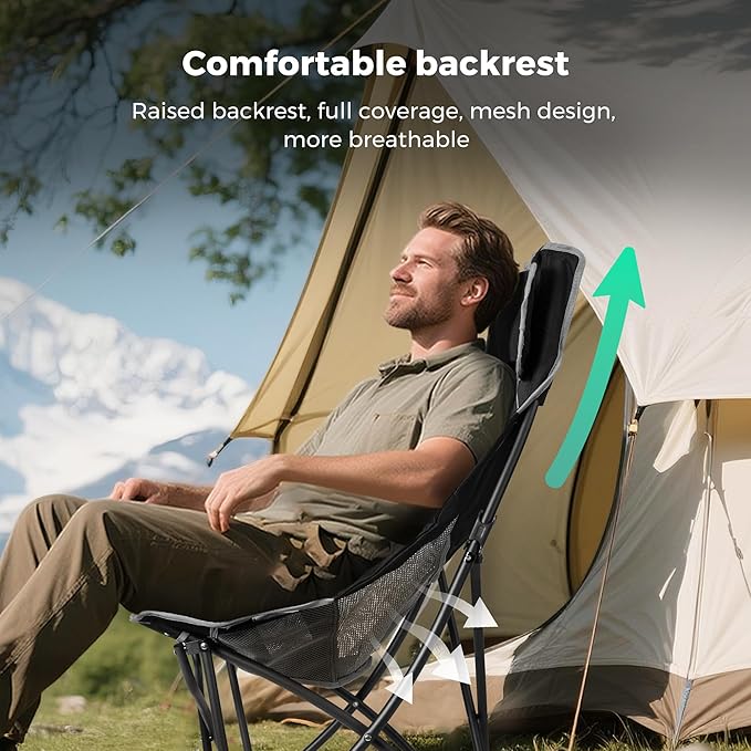 SUNNYFEEL High Back Camping Chair for Adults 2 Pack Lightweight Camping Chair Support 250 lbs Heavy Duty Folding Chair Design Portable &amp Collapsible Camping Chairs for Outdoor Camp Beach Picni