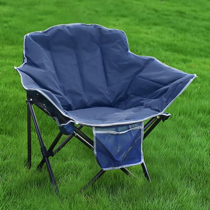 SUNNYFEEL Oversized Camping Chair Heavy Duty Folding Moon Chair Large Sofa Chair for Adults 500 LBS Portable Camp Lawn Chair with Storage Bag for Beach Trip Lawn Outdoor Camp for Adults &amp Carry