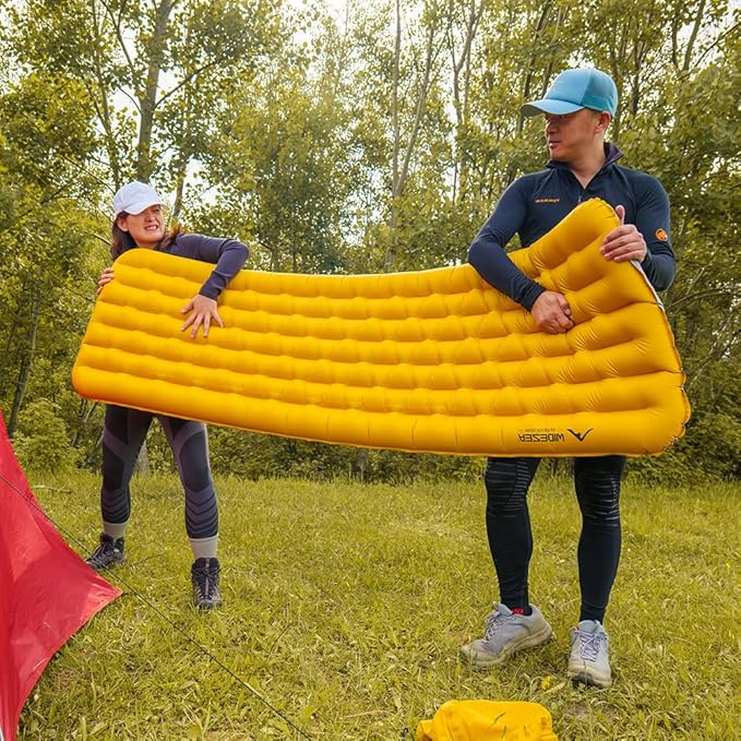widesea Sleeping Pad R-Value 7.6 for Cold Weather Camping - Ultra Lightweight 777g 199x58x9cm Compact 26.5x17cm Double Valve