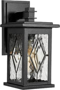 Emliviar Farmhouse Outdoor Porch Light 1-Light Patio Wall Fixture With Water Grain Glass Shade Black Finish 1803EW1-SD BK