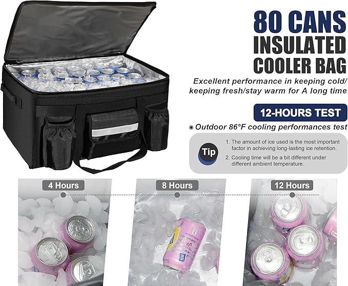 MyLifeUNIT Insulated Cooler Bag for Food &amp Pizza Delivery Bag Suitable for Car Bike Camping Picnic Beach Large Size