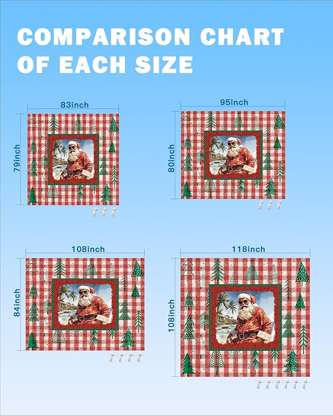 Beach Blanket Waterproof Sandproof OversizedSanta Claus Christmas Tree Seamless Beach Mat with Corner Stakes Sand PocketsRetro Red Buffalo Plaid Outdoor Picnic Mat for Travel Camping 95x80In