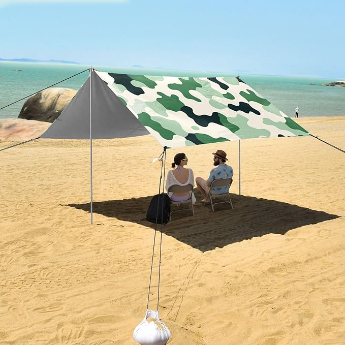 Black Green Teal Graffiti Camping Sun Shelter Beach Tent Portable Beach Sun Shade Outdoor Canopy for Camping Trips Fishing Picnic
