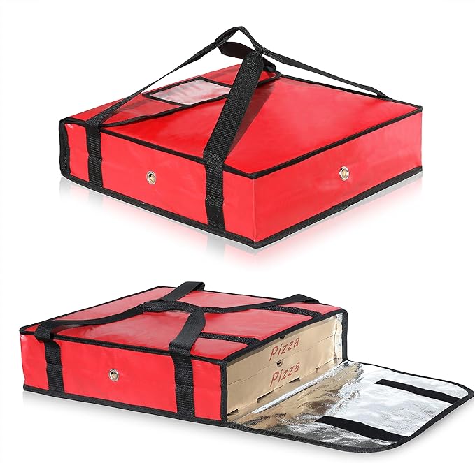 New Star Foodservice Insulated Pizza Delivery Bag 18 x 18 x 5 Inch Red