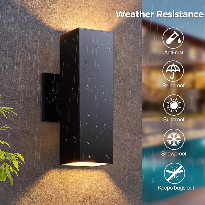 KIZON Smart Outdoor Wall Lights RGBCW Color Changing Modern Dusk to Dawn Outdoor Sconce Up and Down Lighting Exterior Light Fixture for House Porch Garage Compatible with Alexa ETL Listed