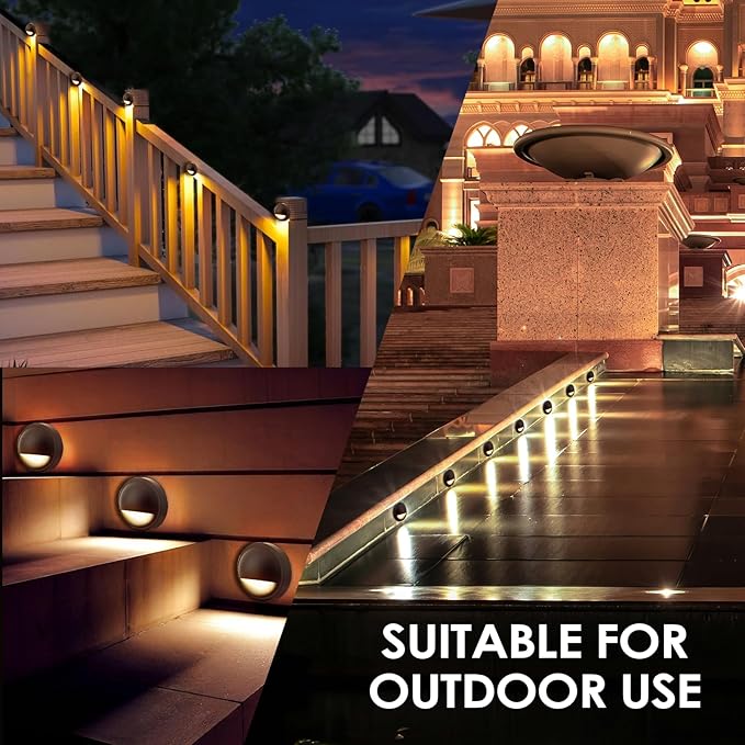 LED Low Voltage Deck Lights Outdoor Waterproof6-Pack 3CCT Deck Lighting Fixtures Landscape Step3W12V-24V AC/DC Die-cast Aluminum Housing Fence Lamp Wired 2700K/3500K/5000K (Brown)