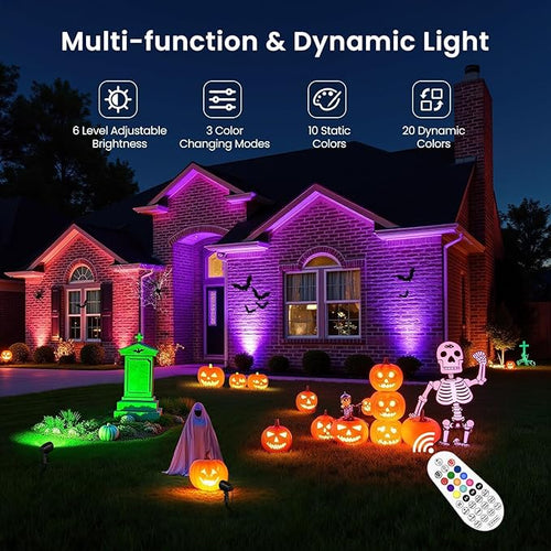 15W Low Voltage Landscape Lights Kit RGBW Color Changing Spot Lights Outdoor with Transformer 100FT UL-Listed Wire Low Voltage Lights IP66 Waterproof Remote Control for Garden House 12Pack