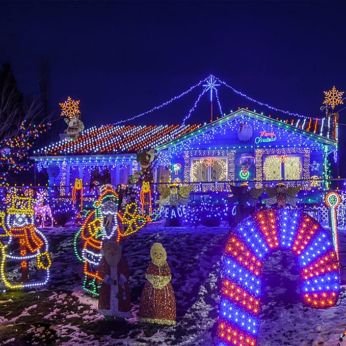 Icicle Christmas Lights Outdoor 132ft 1280 LED Icicle Lights for Outside Plug in Twinkle Lights Indoor with 8 Modes Timer Waterproof for House Holiday Decor Wedding Christmas Decorations Blue
