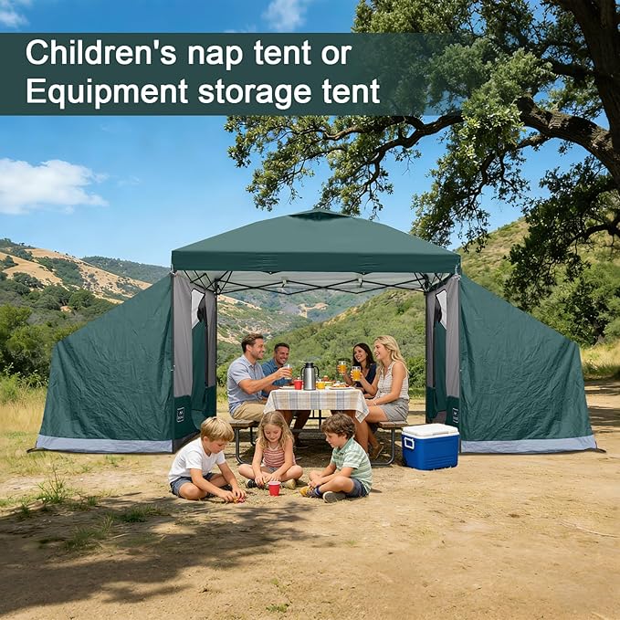 KAMPKEEPER Canopy Side Tent Camping Canopy Tent for 10x10 Pop Up Canopies Cube Tents Gazebo Room Compatible with 10' Wide Canopies(Canopy Not Included)