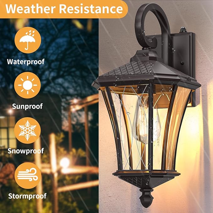 YSN 2 Pack Dusk to Dawn Outdoor Light Fixture Wall Mount Porch Lights Weather Resistant Exterior Sconce Light Waterproof Wall Lantern for Porch Garage Backyard Walkway E26 Socket Brown