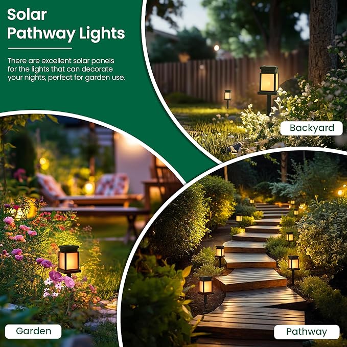 GIGALUMI Solar Lanterns Outdoor Waterproof 8 Pack Hanging Solar Lanterns for Outside Flame Effect Outdoor Lights for Pathway Garden Patio Lawn Porch Gazebo Tent Tree Yard(Flickering Lights)