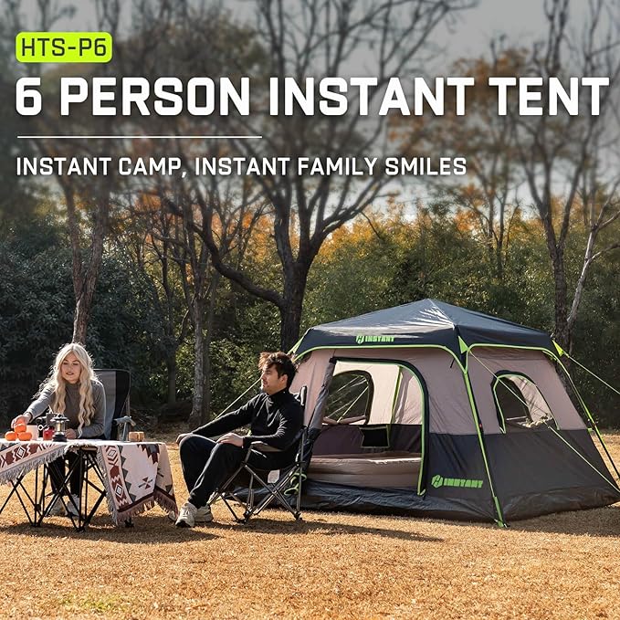 4/6/8 Person Instant Tent Waterproof Pop Up Tents for Camping with Rainfly 60 Seconds Easy Setup Automatic Cabin Tent for Family Camping with Expandable Carry Bag &amp Upgraded Ventilation