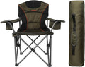 Oversized Camping Chair Heavy Duty Steel Frame 450 LBS Capacity Collapsible Padded Arm Chair with Cup Holder Lumbar Support Portable for Outdoor Garden Beach Home (1 Green)