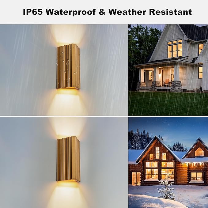 11 Modern Outdoor Wall Lights Hand-Brushed Vintage Gold LED Exterior Lighting Fixtures Outdoor Wall Sconce Light for House Exterior Garage Porch Patio