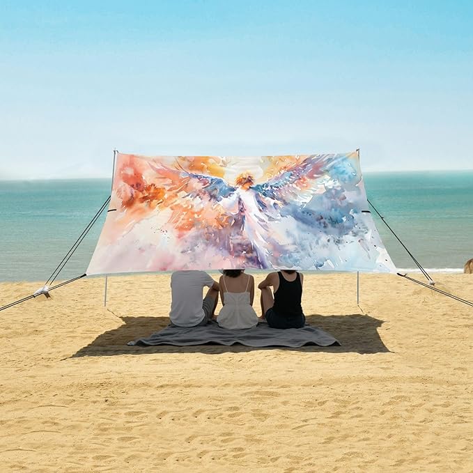 Camping Sun Shelters Angels in Watercolor Beach Canopy 126 * 110.2in