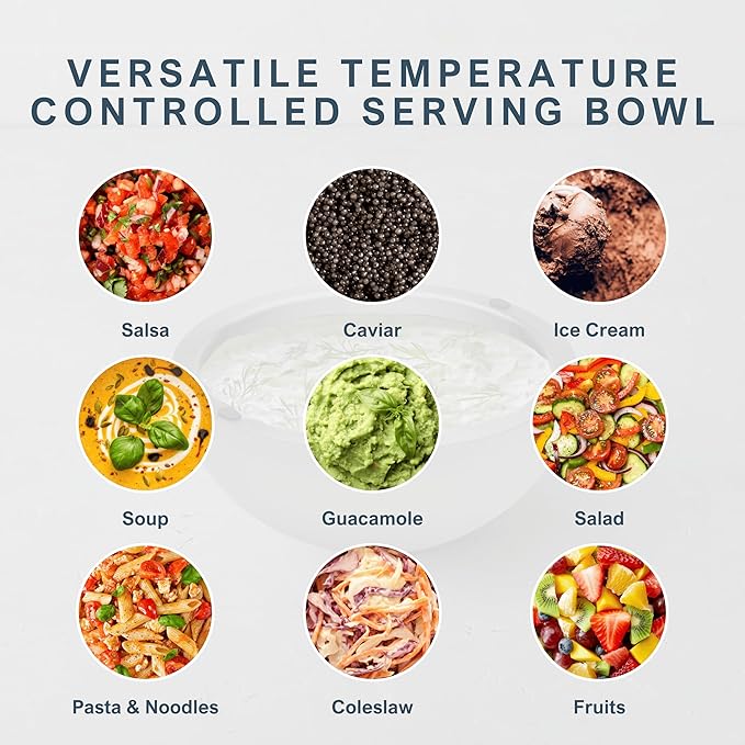 Dip Chiller Bowl - Large 70oz Capacity - Frozen Ice Stainless Steel Party Serving Bowl - Insulated Dip Dish Platter Keeps Salsa Guacamole Condiments Sauces Salad &amp Food Hot or Cold (2 Bowls)