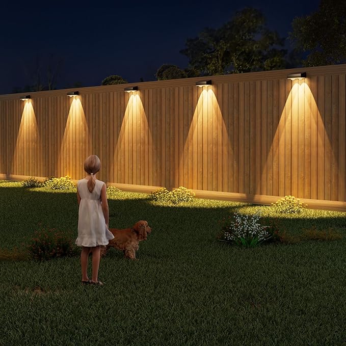 VOLISUN Solar Fence Lights Outdoor 12 Pack 10 Colors ＆ Color Changing Fence Lights Solar Powered Fast Charging IP65 Waterproof LED Solar Lights for Fence Backyard Garden Railing Deck Patio