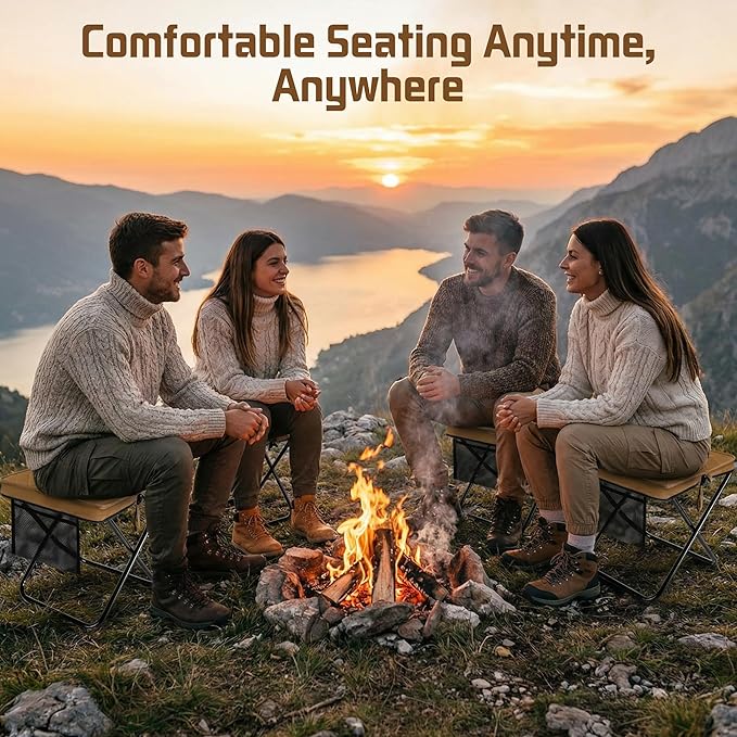 LiKiLiKi Extra Large Foldable Backpack Stool Heavy Duty Thickened Collapsible Portable Pocket Chair Compact Pocket Size Travel Seat for Hiking Fishing Picnic and Outdoor Activities (Brown)