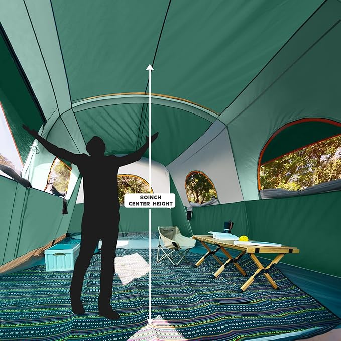 UNP Camping Tent 8 Person Waterproof Big Tunnel Tent with Screen PorchFamily Outdoor Large Tents for Camping 20' x 9' x 80in(H)