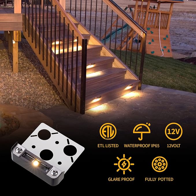 Gardenreet 3 Inch LED Hardscape LightRetaining Wall Lights12V AC/DC Paver Step LightCast Aluminum HousingIntegrated 0.5W 2700K LED Light SourceIP65 Waterproof 50000 Hours Lifespan