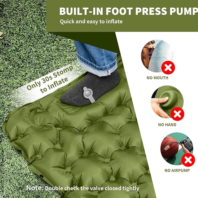 HiiPeak Sleeping Pad for Camping- Ultralight Inflatable Sleeping Mat with Built-in Foot Pump &amp Pillow Upgraded Compact Camping Air Mattress for Tent Backpacking Hiking
