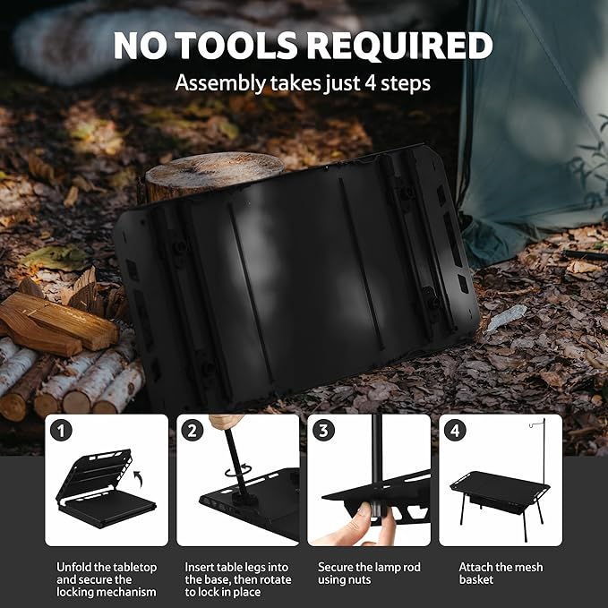 Naturehike Tactical Camping Table with Adjustable Height Collapsible Table Lightweight with Carry Bag for Camping Travel expeditions Hiking Picnics BBQs &amp Beach Trips