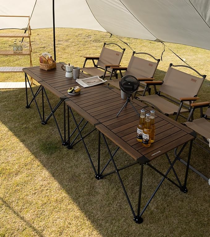 Whitsunday Outdoor Table 42.1 * 22.4inch Heavy-Duty Portable Camping Folding Dinner Table for Outdoor Picnic BBQ Cooking - Dark Walnut