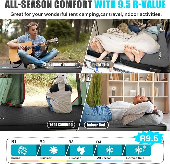 Self Inflating Sleeping Pad with Electric Pump 4 Thick Ultralight Memory Foam Camping Mattress Telescopic &amp Compact Fast Inflate Insulated Camping Air Mats for Car Travel/Tent/Cot Grey