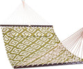 Lazy Daze Hammocks 12FT Quilted Fabric Hammock with Soft Pillow Double 2 Person Tree Hammock with Spreader Bar for Outside Patio Poolside Backyard Beach 450 lbs Capacity Green Geometric