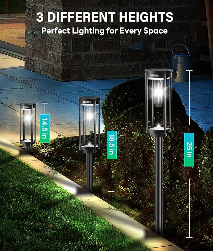 Solar Path Lights Outdoor 8 Pack Bright Solar Pathway Lights Outside Waterproof Solar Powered Landscape Lights for Walkway Driveway Lawn Patio Sidewalk Garden Yard Cool White