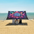 ALAZA Rainbow Mandala Galaxy Beach Tent Sun Shelter UPF50+ Protection Beach Shade Canopy w/ 4 Sandbags for Outdoor Camping Fishing Backyard Fun Picnic 10x9 ft