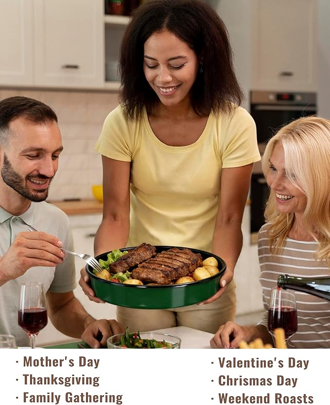 Enamel Pizza Pan Set Round Baking Pans for Oven Roasting Chicken Roast &amp Ham Dish 4-Pack 9/10/12/14 Inch Non-Stick Heat Resistance Dishwasher Safe Wife &amp Mother's Valentine Easter Gift Cake P