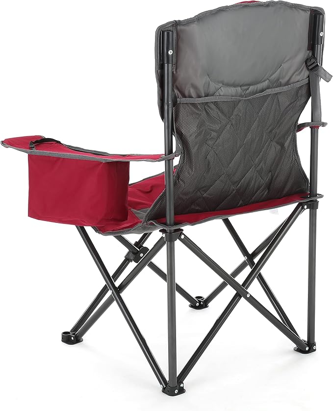 ARROWHEAD OUTDOOR Portable Deluxe Folding Camp Quad Chair w/Headrest Glass &amp Cup Holders Armest 6-can Cooler Heavy Duty Carry Bag 550 lbs Weight Capacity