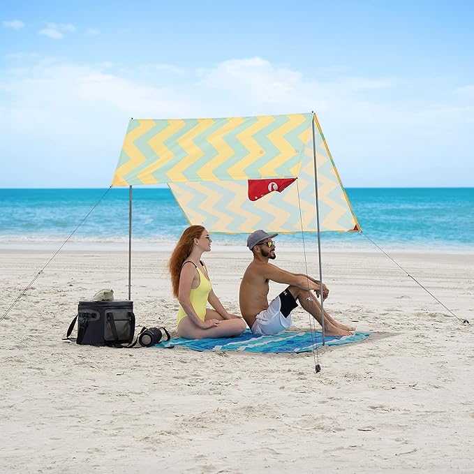 Red Suricata Teepee Beach Tent &amp Beach Canopy for 1-2 Persons UPF50 Sun Beach Shade Sunshade with 2 Aluminum Poles &amp Crossbar 4 Robust Ground Anchor Screws - Compact &amp Lightweight (Akum