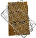 BattlBox Bushcraft Grill Stainless Steel Campfire Cooking Grate (2-Pack) Portable Camping Grate for Fire Cooking BBQ - Canvas Carrying Bag - Welded Mesh Grill Grate - Backpacking Camping Hiking