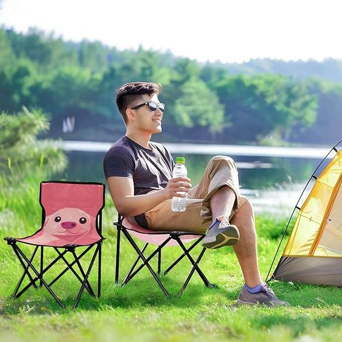 Cartoon Cute Peach Dog Foldable Backpack Beach Chairs for Adults Ultralight Youth Camping Chair Carry Bag Included Hiking Chair for Hiking Lawn