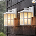 KDG Outdoor Waterproof Patio Wall Light Fixtures Set of 2 White E26 Socket Exterior Lanterns with Tempered Glass Modern Wall Mounted Lamp Suitable for Home Front Door Garden Garage Porch