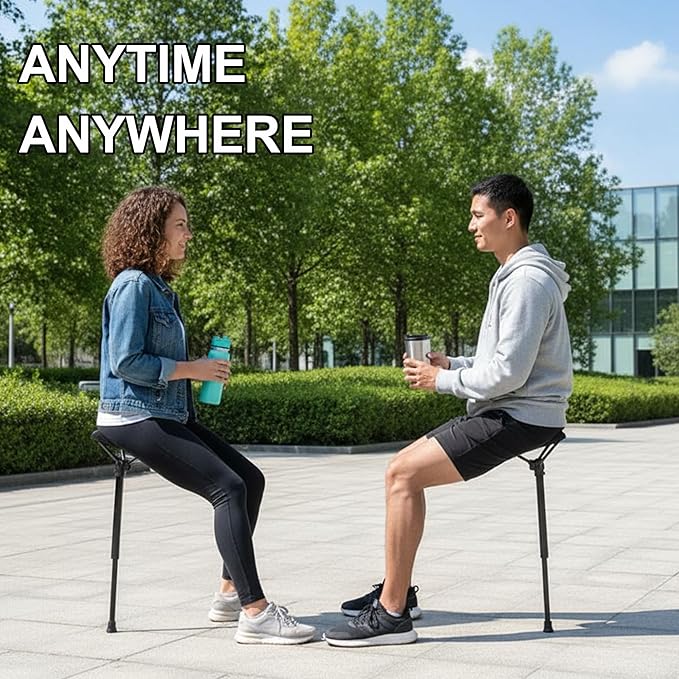 Portable Folding Stool: Adjustable Telescopic Single Leg Tall Chair for Outdoor Camping Walking Collapsible Stool Folding Camping Foldable Fishing Nylon Black Lightweight Stick Seat