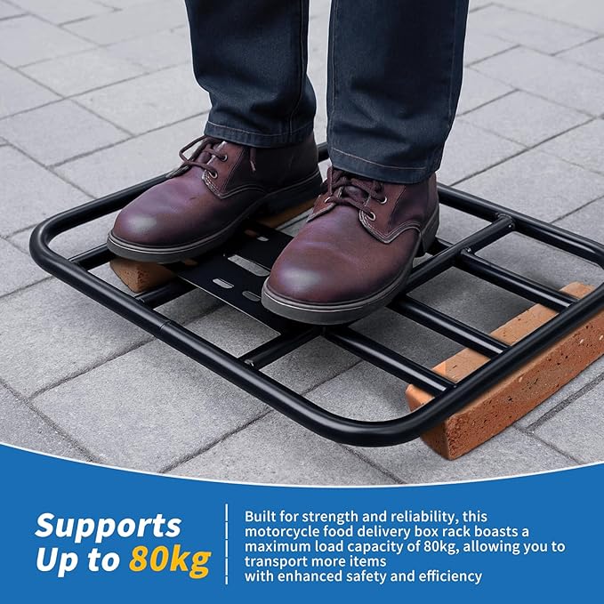 Food Delivery Box Rack Rear Grille Universal Motorcycle Rear Rack Extension 80kg Loading Seamless Steel Tube for Motorcycle Electric Bicycle(48/38-Type 2)