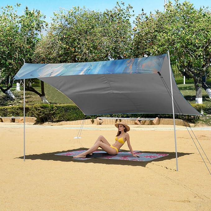 Camping Sun Shelters Fighter Jet Soaring in The Sky Beach Canopy 126 * 110.2in
